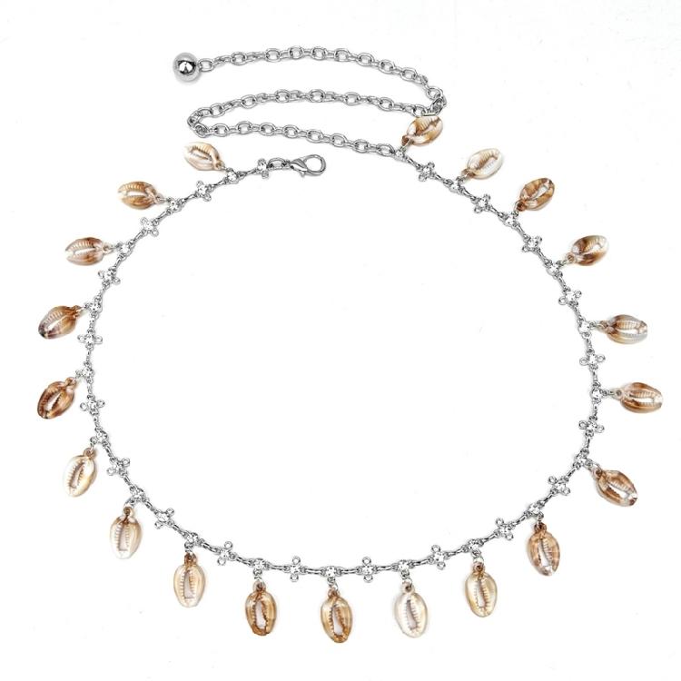 

Vacation Waist Accessory Adjustable Waist Chain With Metallic Seashells Charm for Women Beach Wear and Street Fashion 1