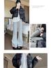 Women's Fleece-Lined Micro-Flared Grey Tall Sports Yoga Pants - 2024 Autumn/Winter Collection