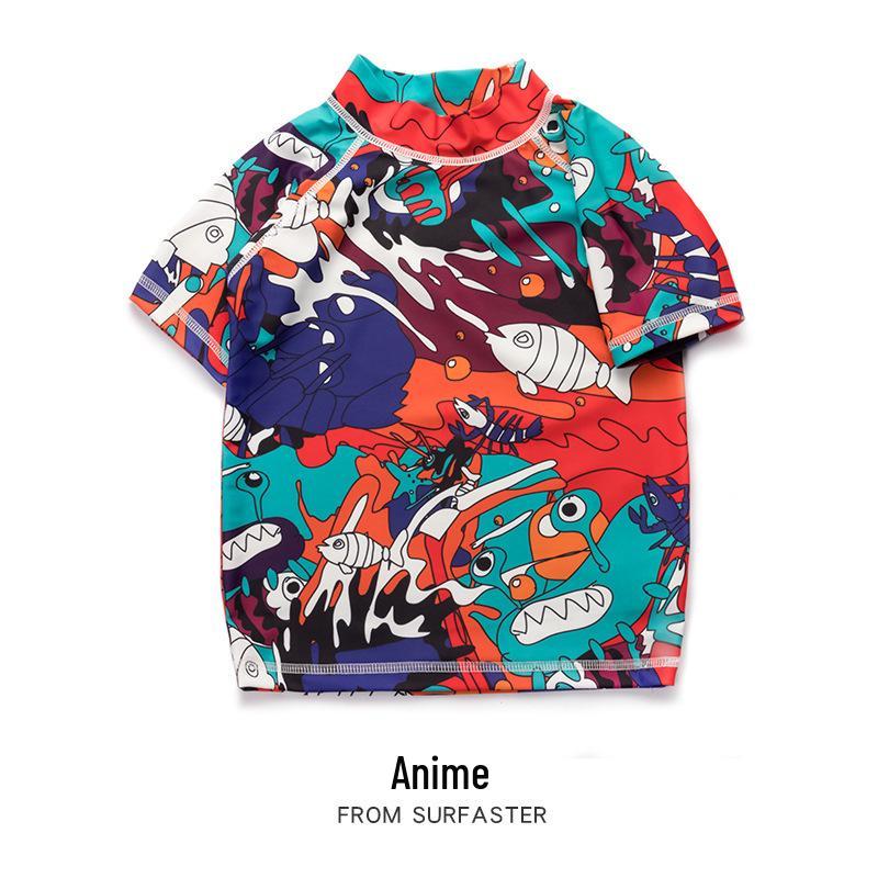 Kids' Sun Protection Two-Piece: Short Sleeve Casual Beachwear & Loose Pants for Boys & Girls