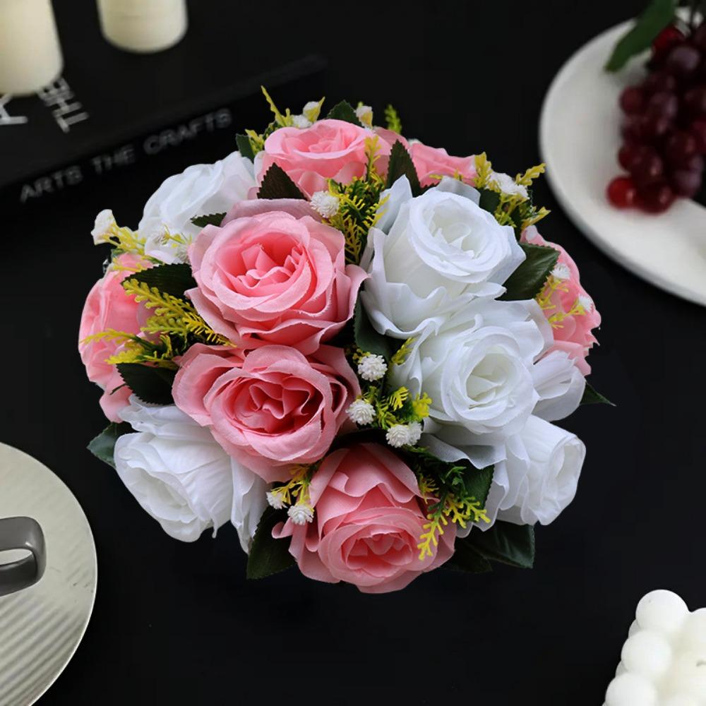 15 Heads Real Happy Flower Mini Photography Photo Gift Valentine's Day Flowers 10 Colors Rose Flowers Decorative Home Decorative