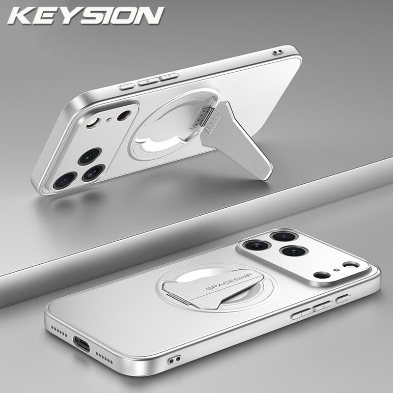 KEYSION Magnetische Handyhülle für iPhone 17 Pro Max Metalllack Silikon+PC Aufstellbarer Ständer Stoßfeste Hülle für iPhone 17 Air