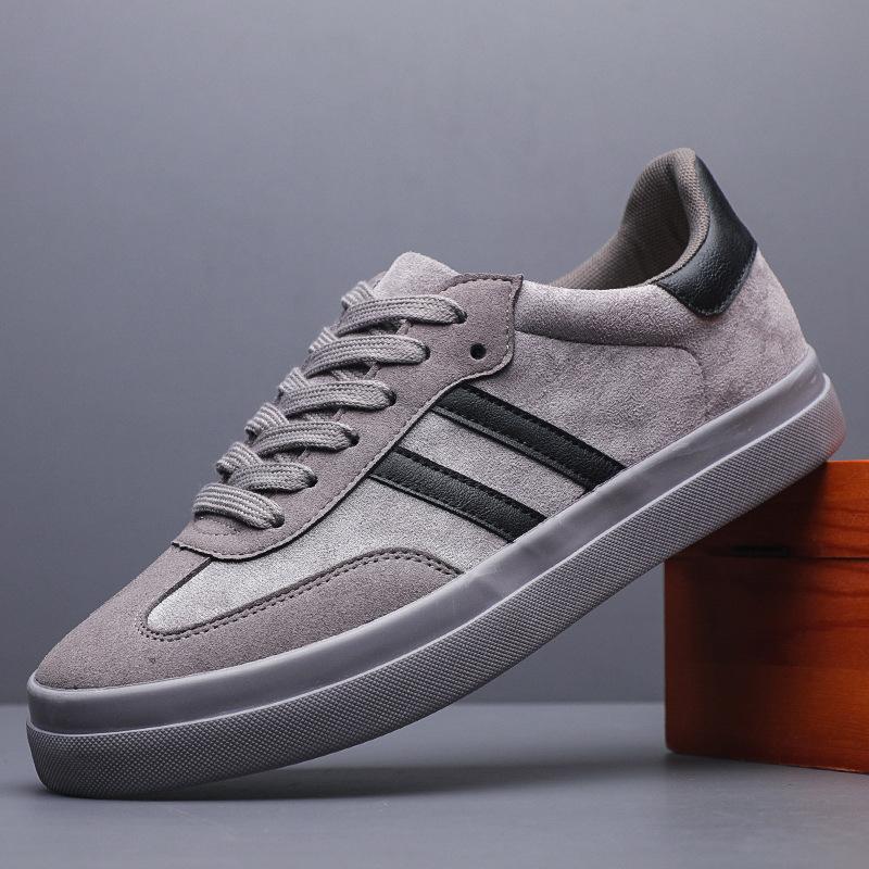New Shoes for Men Leather Canvas Casual Shoes Fashion Striped Flat Skateboard Shoes Youth Cool Lace-up Sneaker