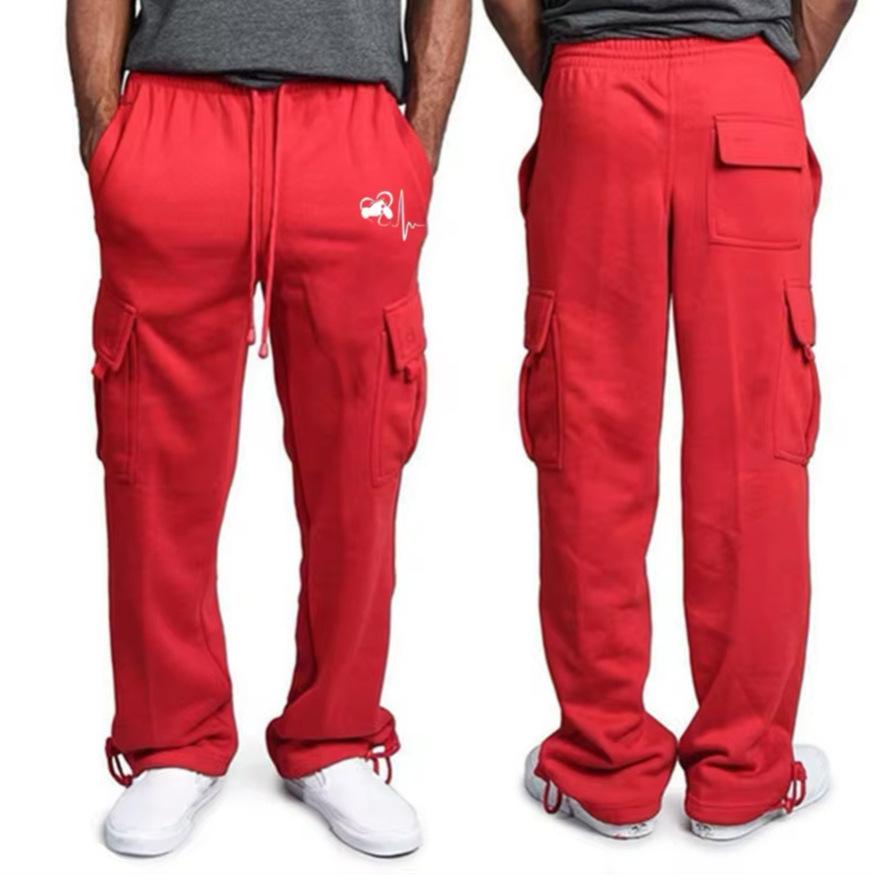 

Новые многокарманные мужские комбинезоны High Street Trendy Brand Casual Retro мужские длинные брюки 5XL красный