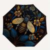 Golden Bee & Floral Circular Wall Art DecorUmbrella with Cute Design, Portable 3-Fold Compact Umbrella for Men & Women, Valentine's Day Mother's Day H