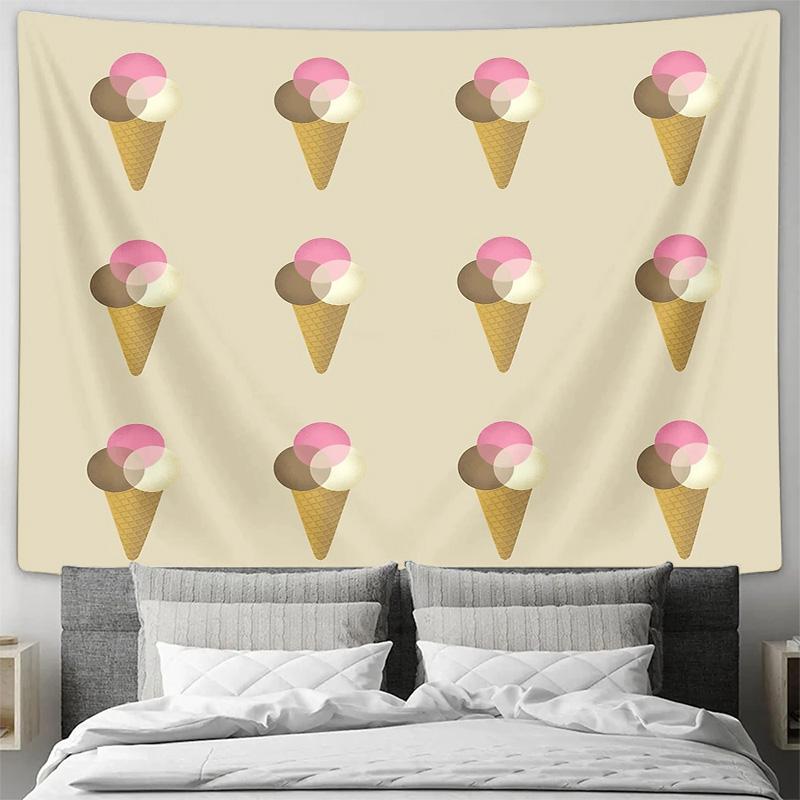 Ice Cream Tapestry Wall Hanging Aesthetic Room Decor Dorm Wall Art Vintage Sweet Cone Backdrop Home Decoration Gift