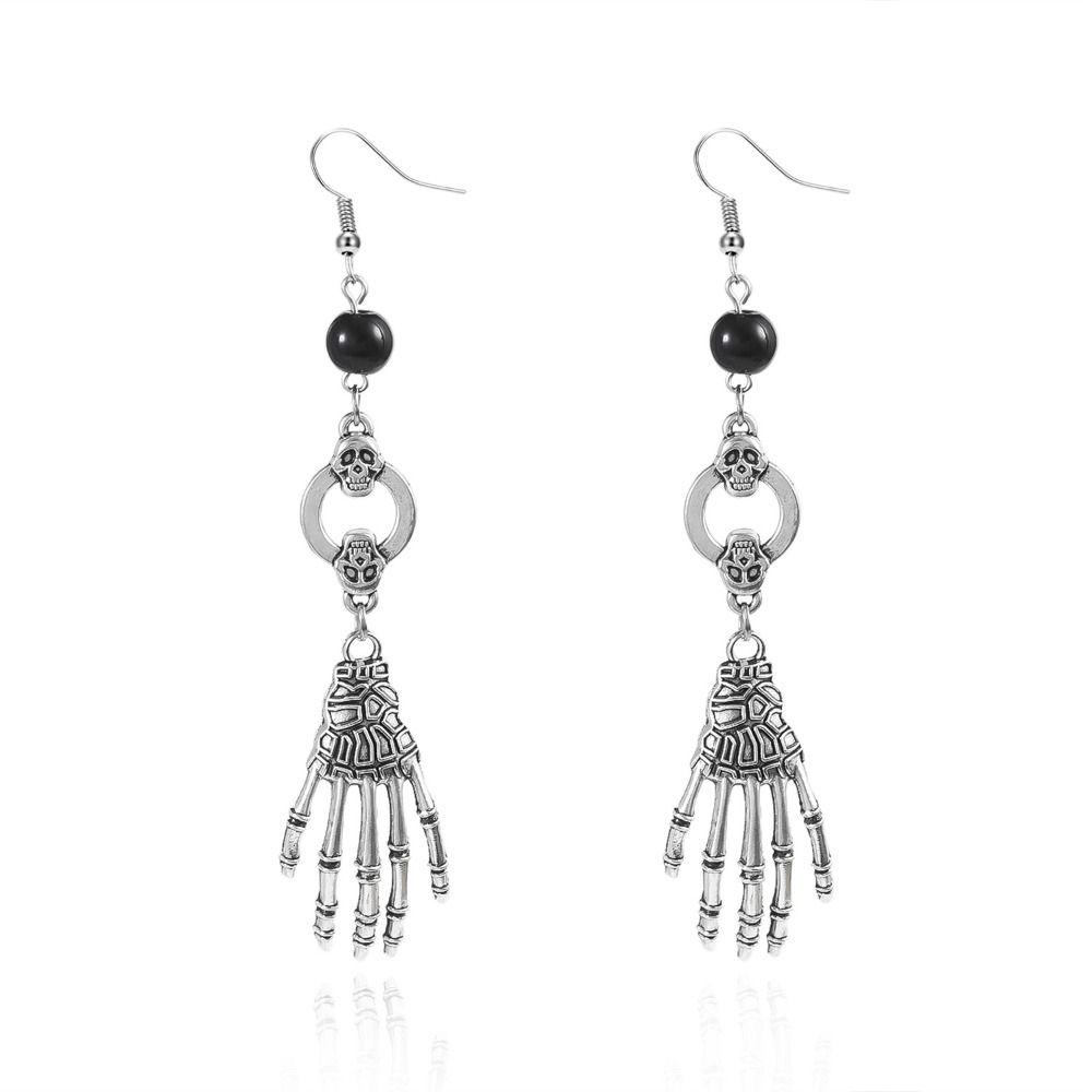 Punk Style Skeleton Pendant Earrings Exaggerate Skull Earrings Halloween Dangle Earrings  Lady