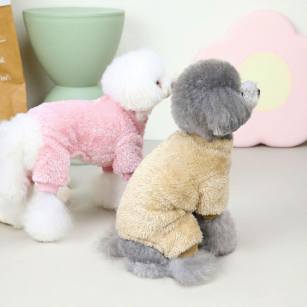 Pet Clothes Three-Color Pull Ring Four-Leg Velvet Dog Autumn Winter Leisure Teddy Clothes