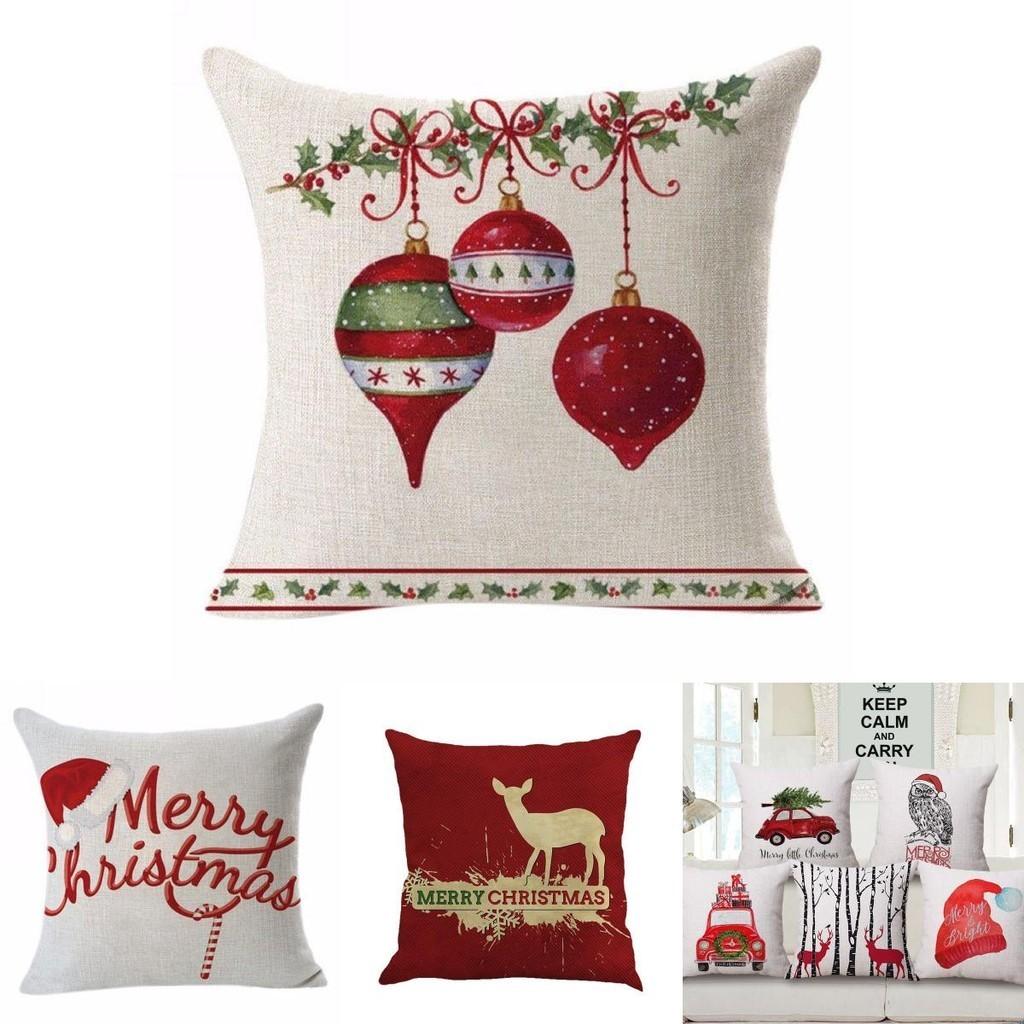Stylish Christmas Xmas Linen Cushion Cover Featuring Unique Holiday Patterns And Colors