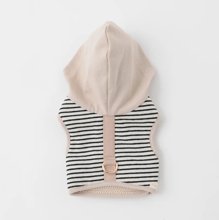 

monchéri [Hooded Border Harness + Lead Set] Dog Harness for Small and Medium Dogs (L/Mocha) Border Mesh Dog Harness for Walks and Outings