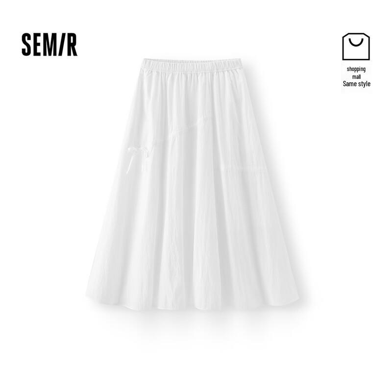 Semir Women's Bowknot Drawstring Elastic Waist A-Line Midi Skirt