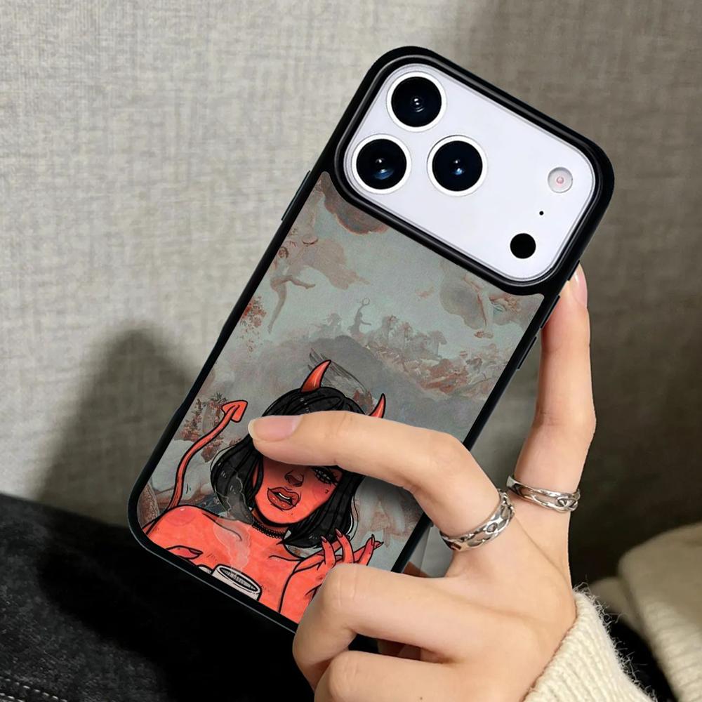 Capa Case for iPhone 17 Air 16 Pro Max 15 Plus 11 13 Mini 14 12 Back Phone Cover Aesthetic Devil Woman