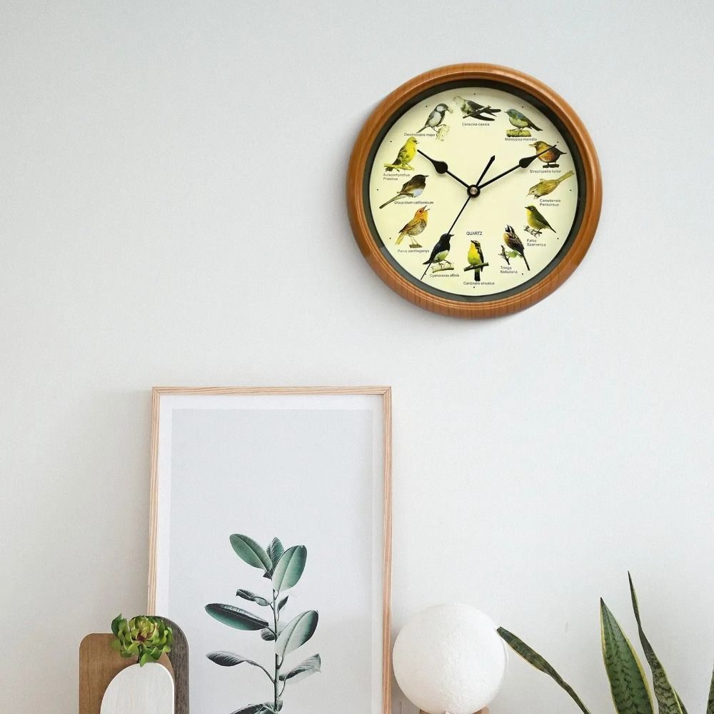 Round Wall Clock Minimalist Wall Hanging Clock Housewarming Gift Birdsong Alarm Clock Office