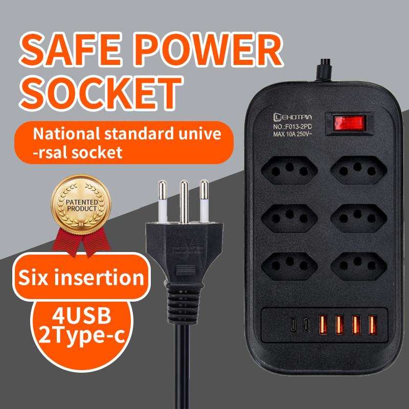 

Brazil Plug AC Outlets Multitap Power Strip Line Filter Socket Extension Cord Electrical With USB Type C Charger Network Adapter