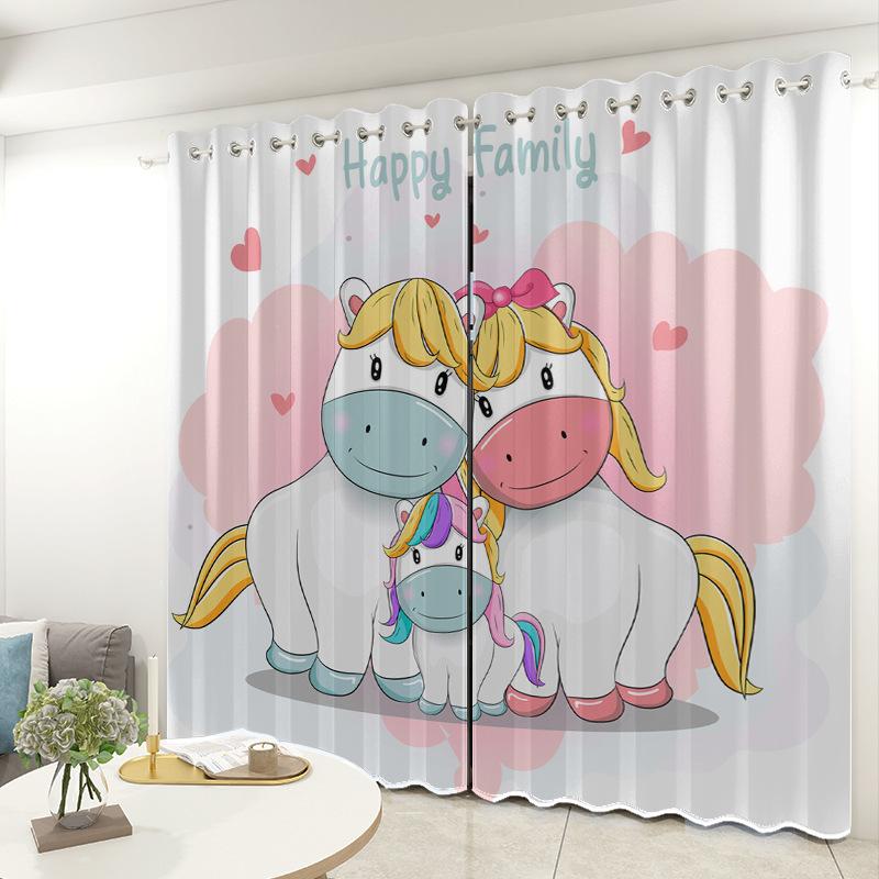 Unicorn Curtain Bedroom Living Room Balcony Blackout Curtain Office Hotel Insulation Curtain