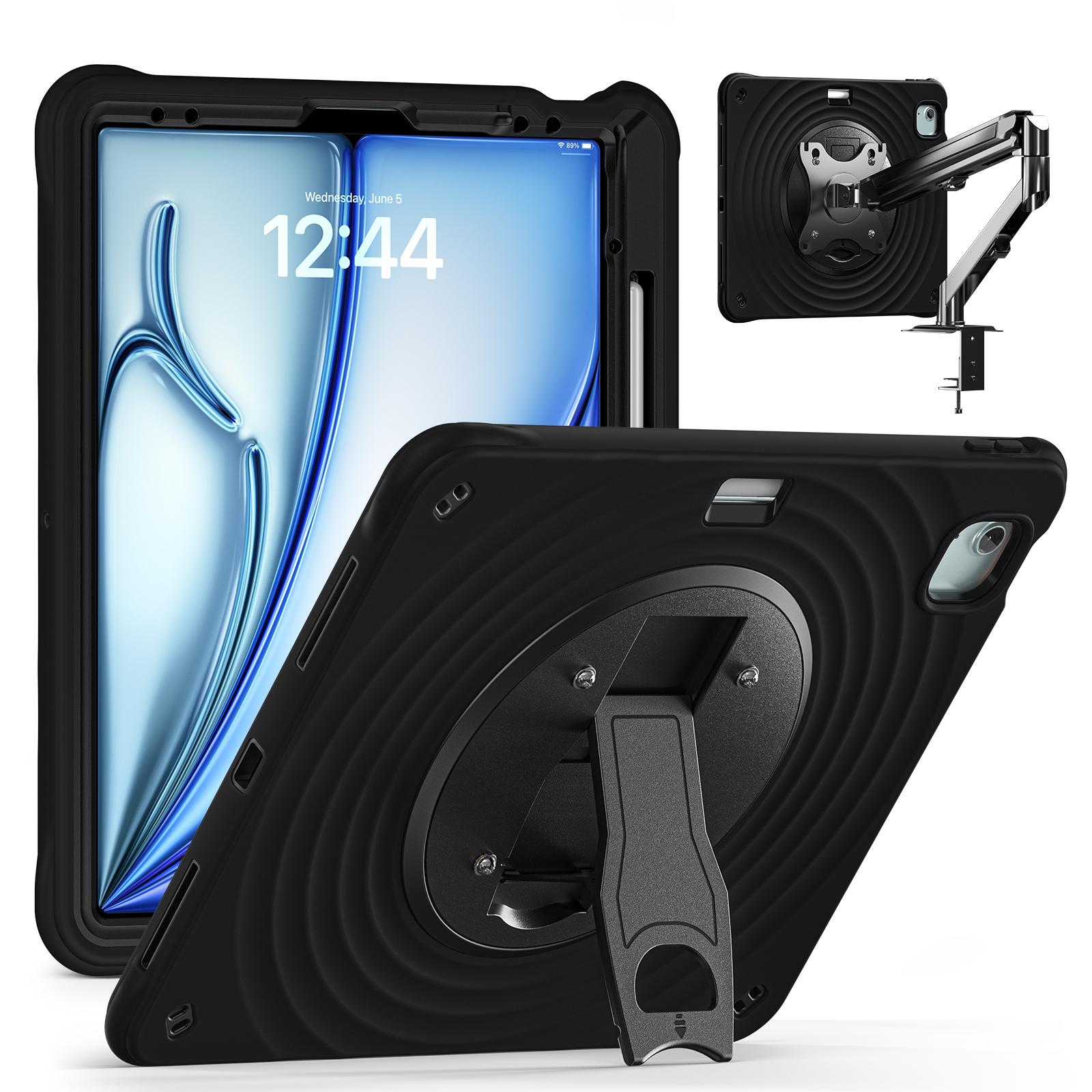 

Kickstand Case for iPad Air 11 (2025)/(2024)/Air (2022)/(2020)/Pro 11 (2022)/(2021)/(2020)/(2018) PC+Silicone+TPU Tablet Cover A