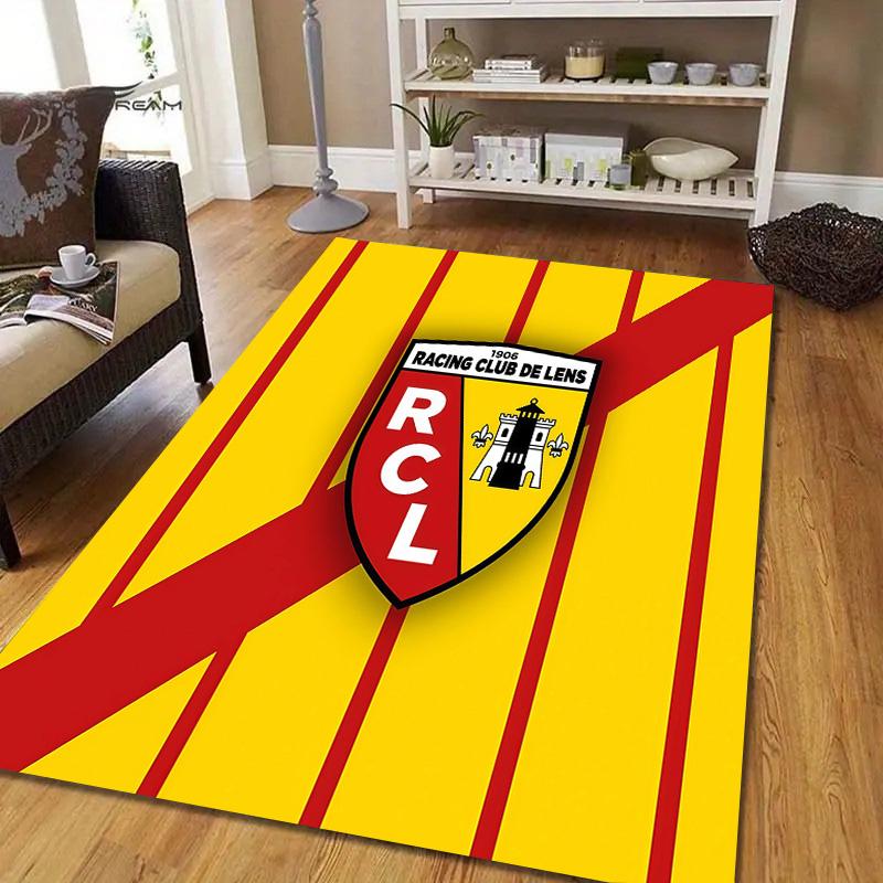 Racing Club De Lens Flannel Pattern Square Carpet,Area Rug,Carpet Rug for Living Room Bedroom Sofa Playroom Decor,Non-slip Floor Mat