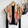 Twill Imitation Velvet Large Square Scarf Oil Painting Literary Temperament Shawl Printing Soft Silk Scarf Neck Protection Decorative Headscarf Women