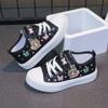 Fashion Children's Cute Cartoon Canvas Shoes Girls' Flat Sneakers Casual Sports Shoes Students Lightweight Running Board Shoes