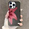 Lily Flower Print IMD Material Silvery Phone Case for iPhone 16 E 15 14 13 12 11 Pro Max XS XR X 7 8 15 16 Plus Shockproof Cover