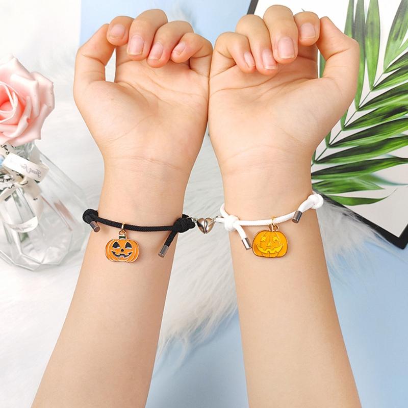 Halloween Couple Bracelet Mutual Attraction Magnet Matching Bracelets Rope Braided Bracelet for His Her Couples Jewelry