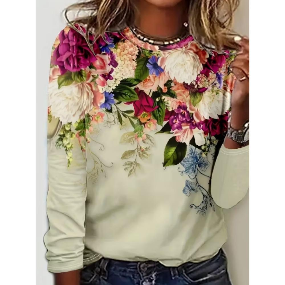 Ladies' Western Retro Aztec Geometric Pattern V-neck Long Sleeved T-shirt