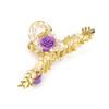 Rose Flower Shark Clip, Mori Shell Flower Leaf Diamond Pearl Gentle Shark Clip Backhead Grab Clip