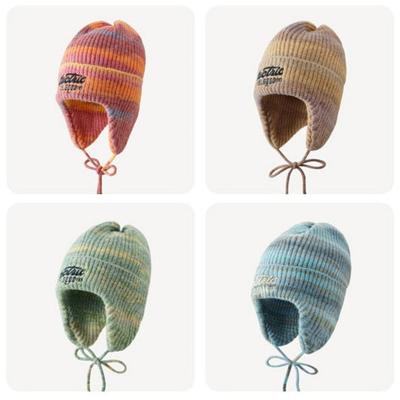 Ski Board Snow Sled Cute Earflap Knit Beanie Hat