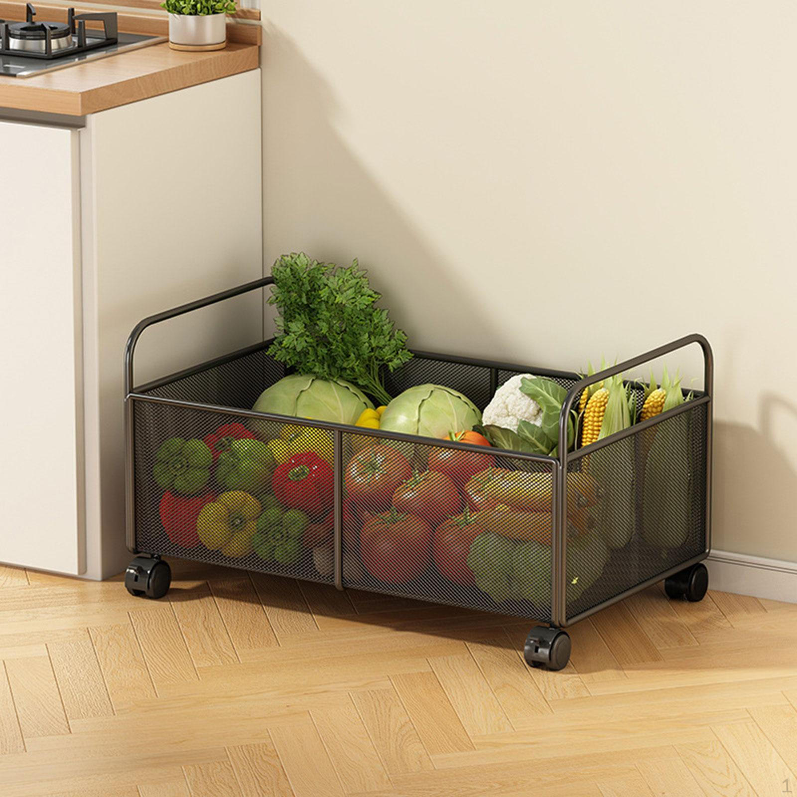 

Декоративная корзина из железной проволоки, передвижная стойка для овощей и фруктов с колесами для дома L