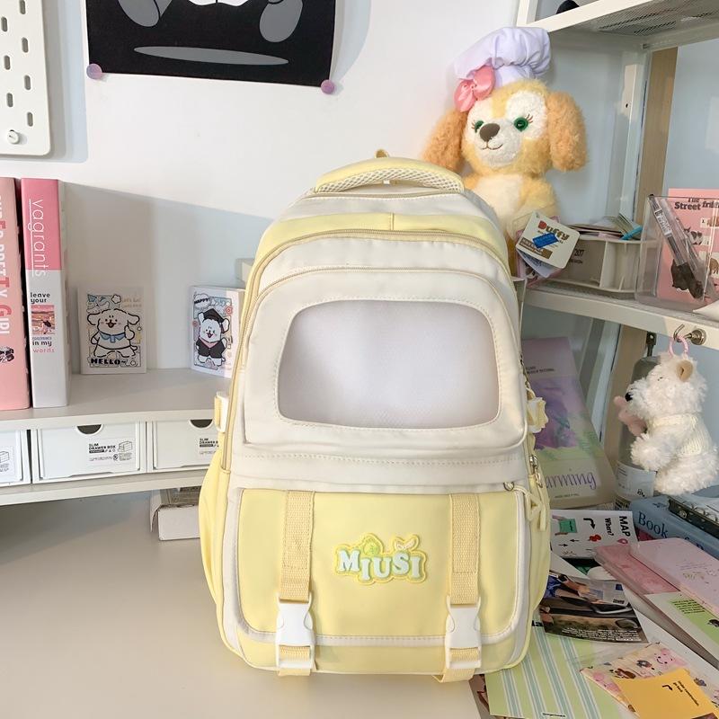 High-value wind schoolbag, junior high school girls backpack, high school students large-capacity cute dopamine backpack