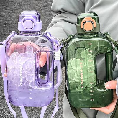 Plastic Sport Bottle Cup Wtih Handle Straps Girl Kids School Outdoor BPA FREE Travel Square Cup Drink Bottle Kettle Flask