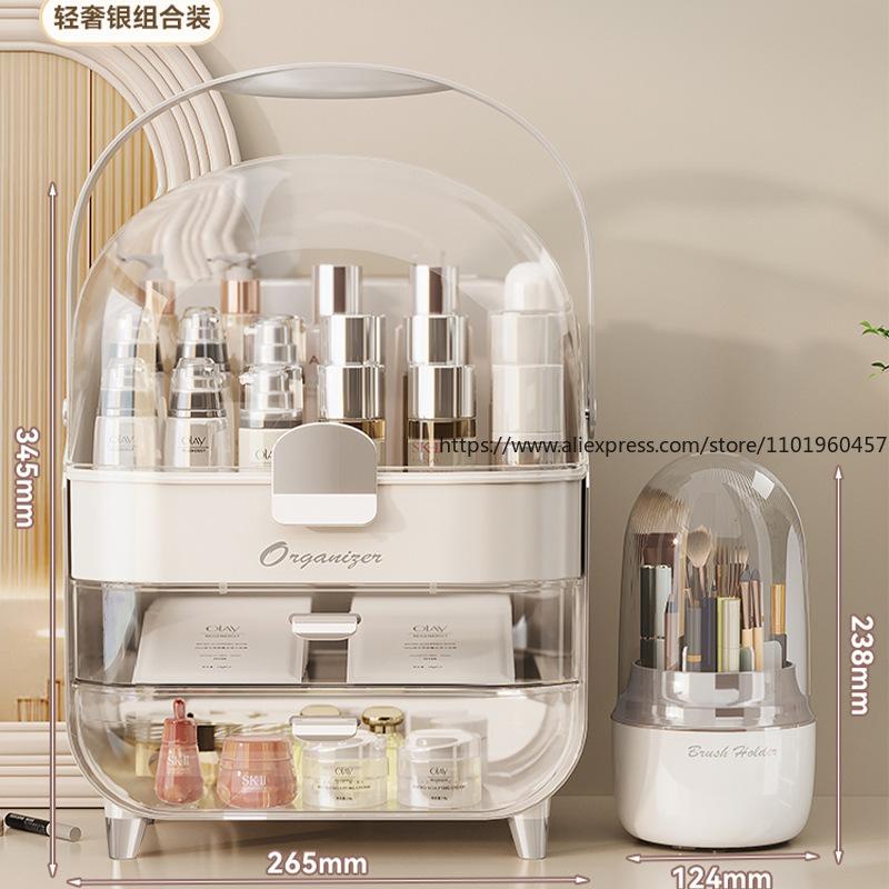 Luxury Style Cosmetic Storage Display Rack Premium Large-Capacity Dustproof Organizer for Lipstick Face Mask Skincare