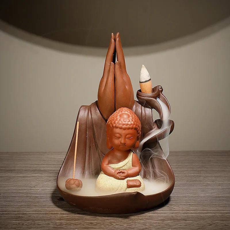 Big Size Buddha Backflow Incense Burner Ceramics Sandalwood Incense Sticks Big Bergamot for Home Decor Ornaments