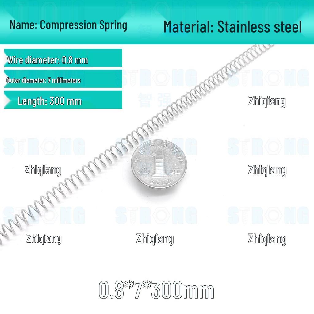304 Stainless Steel Compression Spring – 300mm Long, High Elasticity, Shock Absorption, Customizable