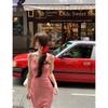 [Original Practice + Inner Lining] Sweet French Red Plaid Suspender Dress for Children's Vacation Wind Fish Tail Long