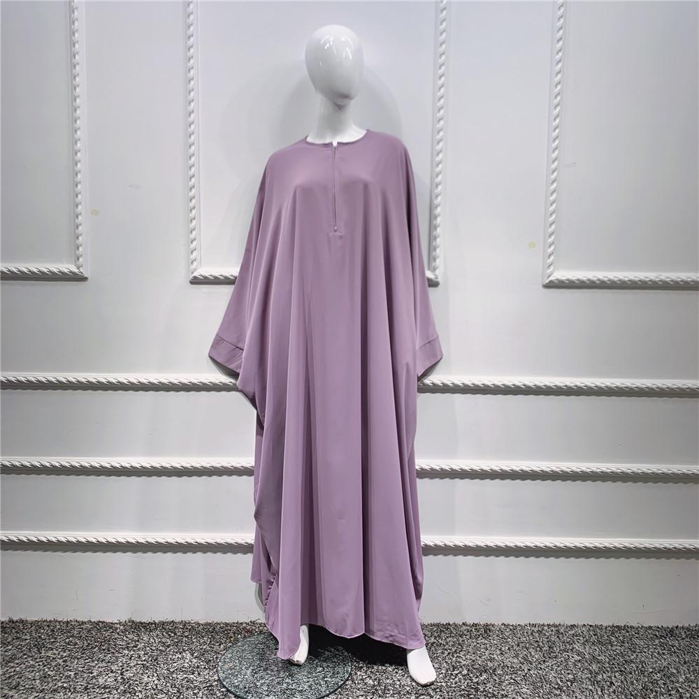 Loriya Solid Color Batwing Sleeve Long Robe - New Pink/Apricot (LR425)