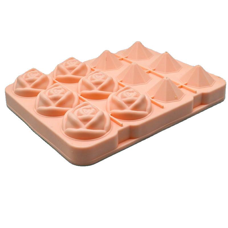 Silicone Molds Ice Cube Tray with Lid Rose Flower Diamond Shape Reusable Ice Mold Bar Kitchen Accessories Ice Cream Maker Tool
