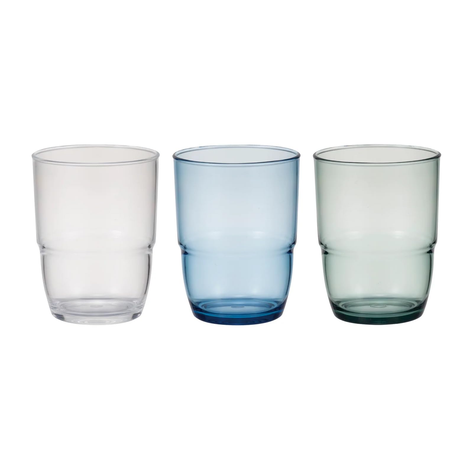

CB Japan Stackable Tumblers, 275ml, Set of 3, Clear Blue and Green Resin Tumblers, Glass-Like Transparency