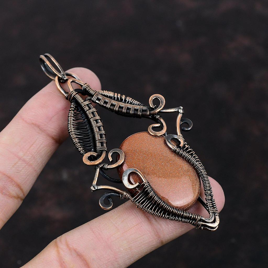 Sun Sitara Gemstone Pendant Copper Wire Wrapped Pendant Handmade Jewelry Ethnic Style Pendant Copper Jewelry Gift For Mom Birthstone Pendant