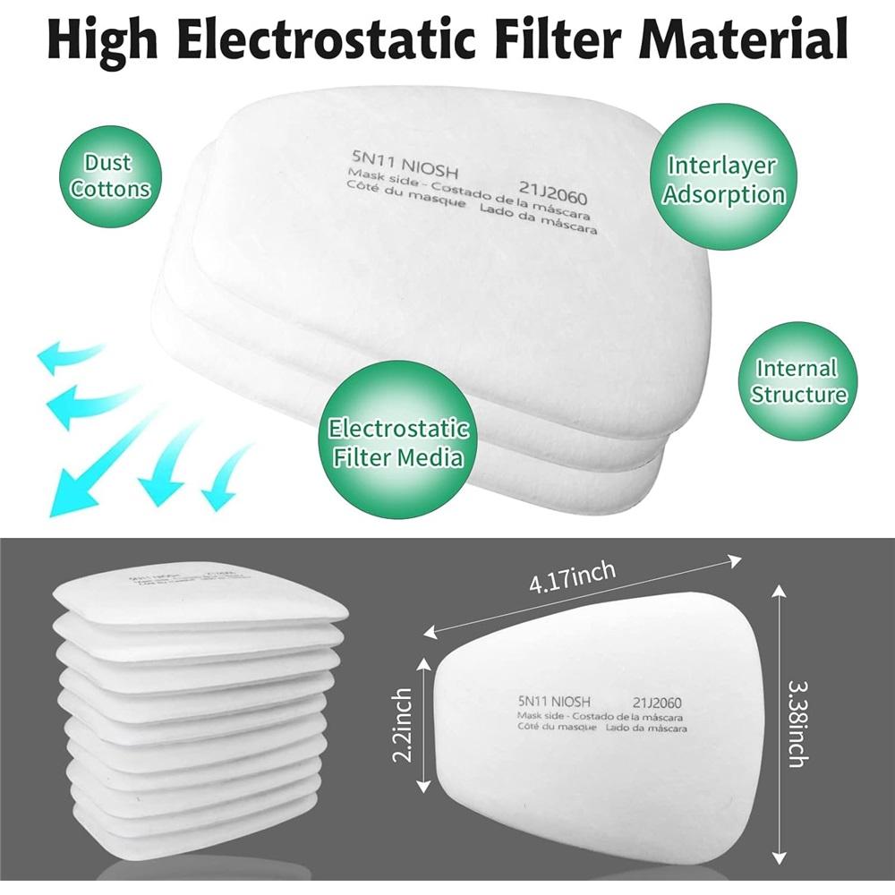 50 Pieces Of Respirator Filter Cotton, 5N11 Replaceable Particulate Filter Cotton, Suitable For Gas Respirators 6000, 6100, 6200, 6800, 7501,7502