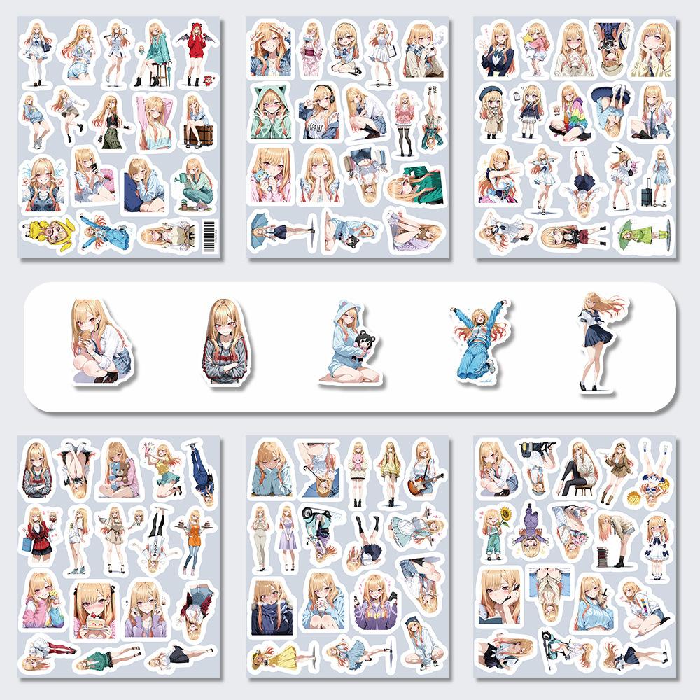 100pcs Cute Kitagawa Marin Anime Stickers for Decorative Scrapbooking Stationery Handbook Luggage Water Cup