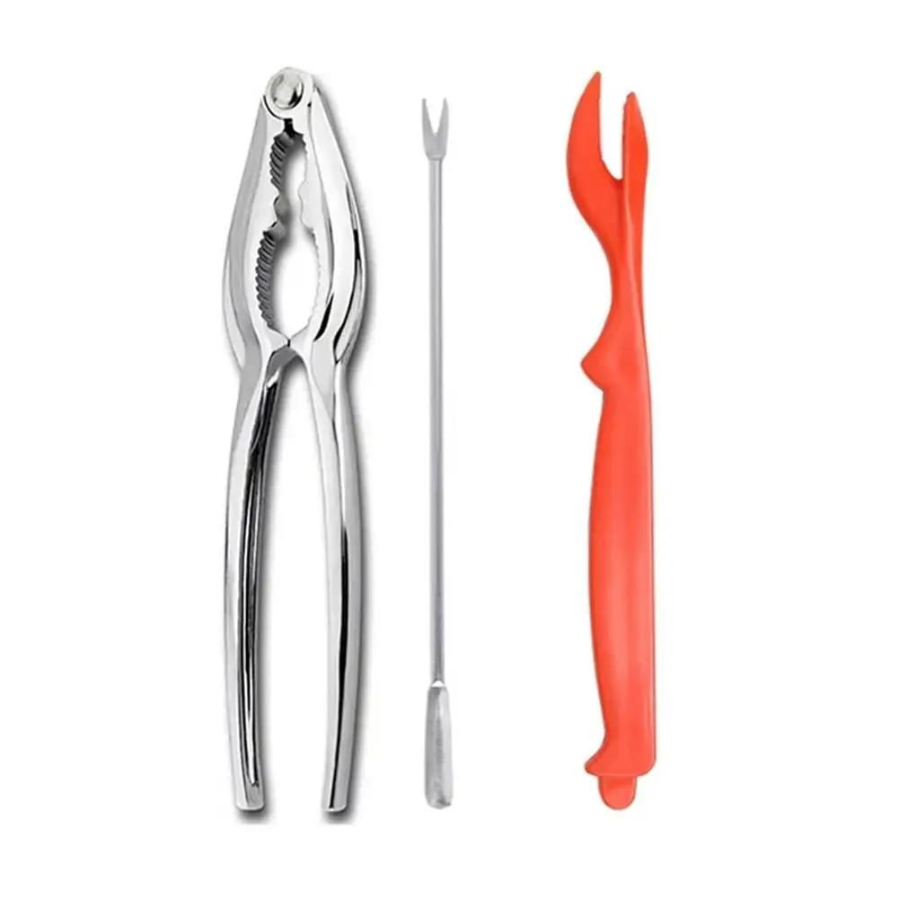 Crab Eating Tools 3pcs Zinc Alloy Nut Pliers Multifunctional Walnut Crab Clamp Cooking Tweezers Crazy For Kitchen Tool