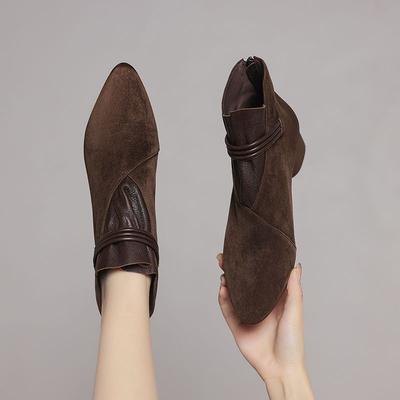 Stivaletti da Donna Eleganti con Tacco Basso a Punta Autunno Inverno Stivaletti Goth Designer Lusso Caldi Scarpe Basse Femminili Vendita