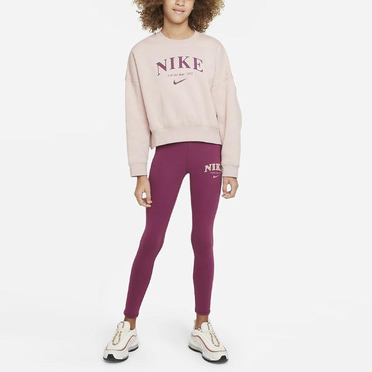 Nike Kids Sportswear Trend Logo Print Crewneck Loose Sweatshirt Kids sweatshirt Pink FD0885-601