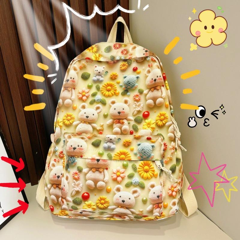 Schoolbag Backpack Women's Large Capacity Simple Cartoon High Value Student Backpack Trendy Cute Cartoon Student School Bag