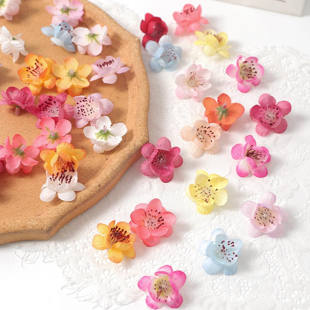 20/30Pcs Peach Blossom Artificial Flower Head For Wall Plant Home Room Decoration DIY Garland Valentine's Day Gift Wedding Decor