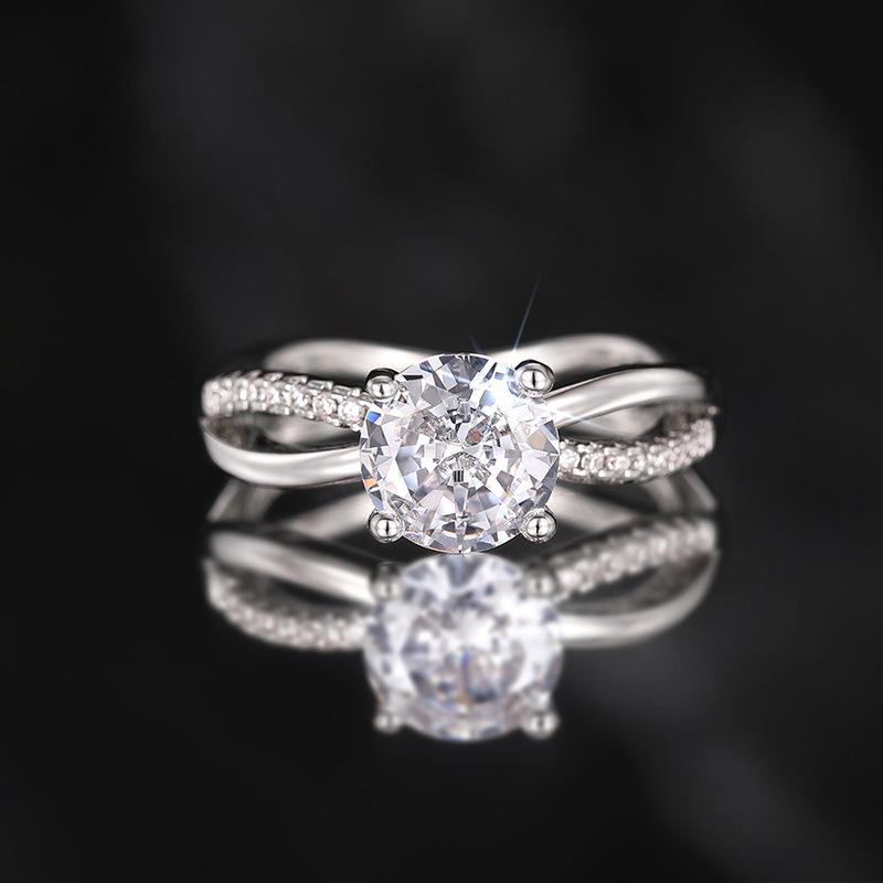 1 Pièce Bague Ronde Classique Tendance en Zircon Synthétique pour Fiançailles et Mariage avec Bague Tendance Bijou