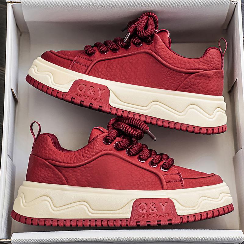 Men s Color Block Low-Top Skate Shoes, Retro Thick Sole Casual Sneakers for Streetwear 39