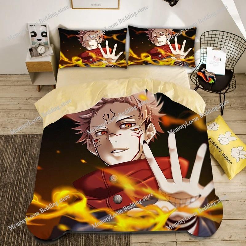 Fashion Vibrant 3D Print Anime Jujutsu Kaisen Bedding Set Single-Twin-Full-Queen-King Size Adult Kid Bedroom Stylish Duvet Cover