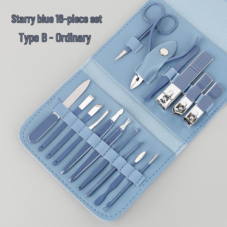 16-Piece Matcha Green Manicure Set: Nail Clippers, Scissors & Tools In Folding Bag