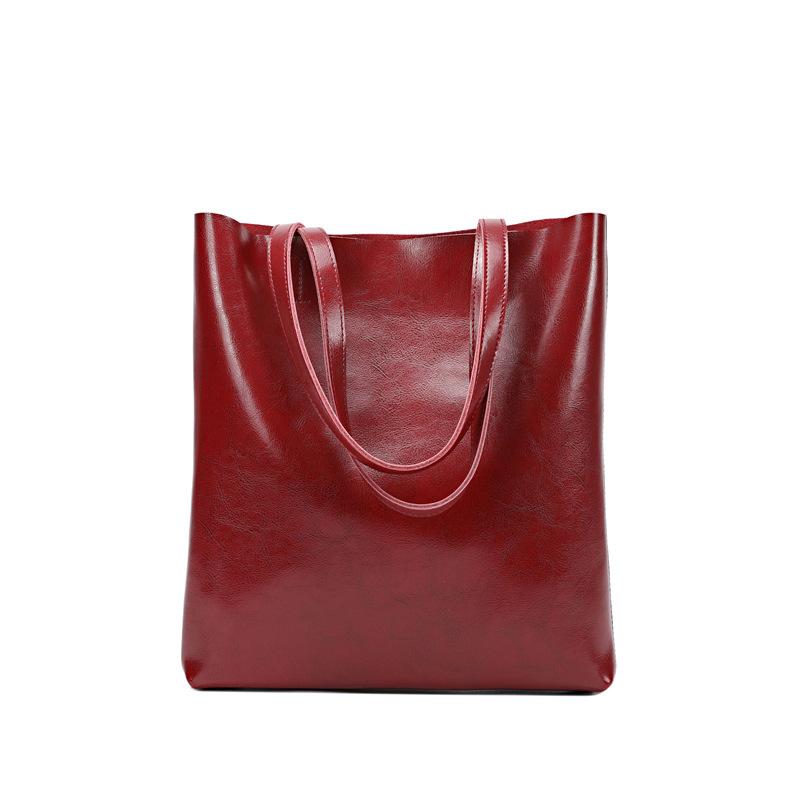 New Cowhide Women's Bag Fashionable Women's Shoulder Tote Bag Simple and Versatile High-end Large-capacity Portable Shopping Bag